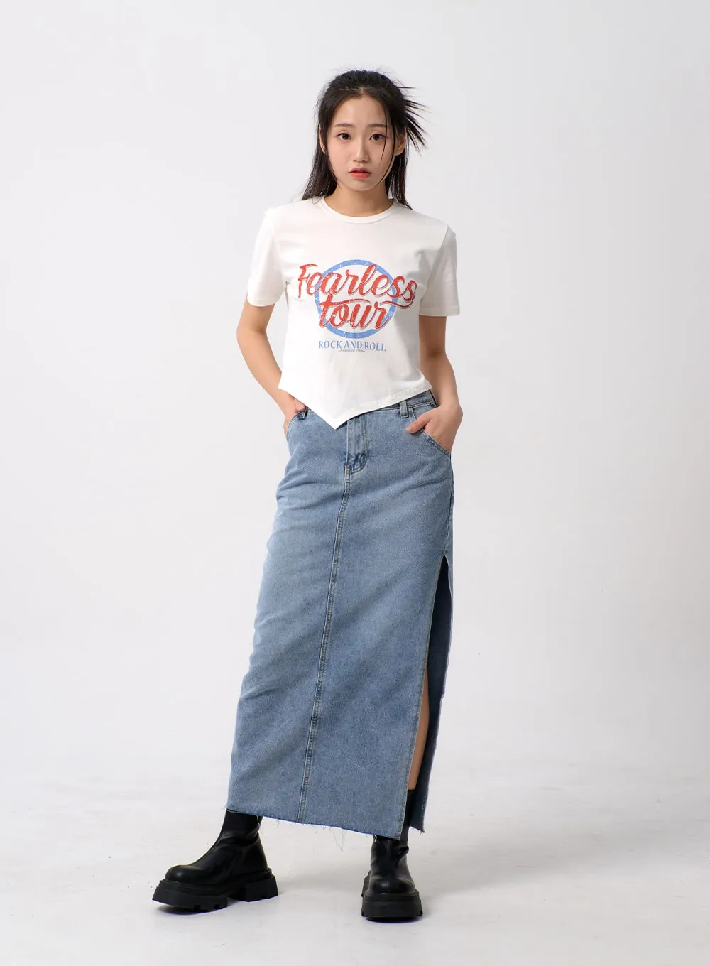 Unbalanced Cropped Tee BM308