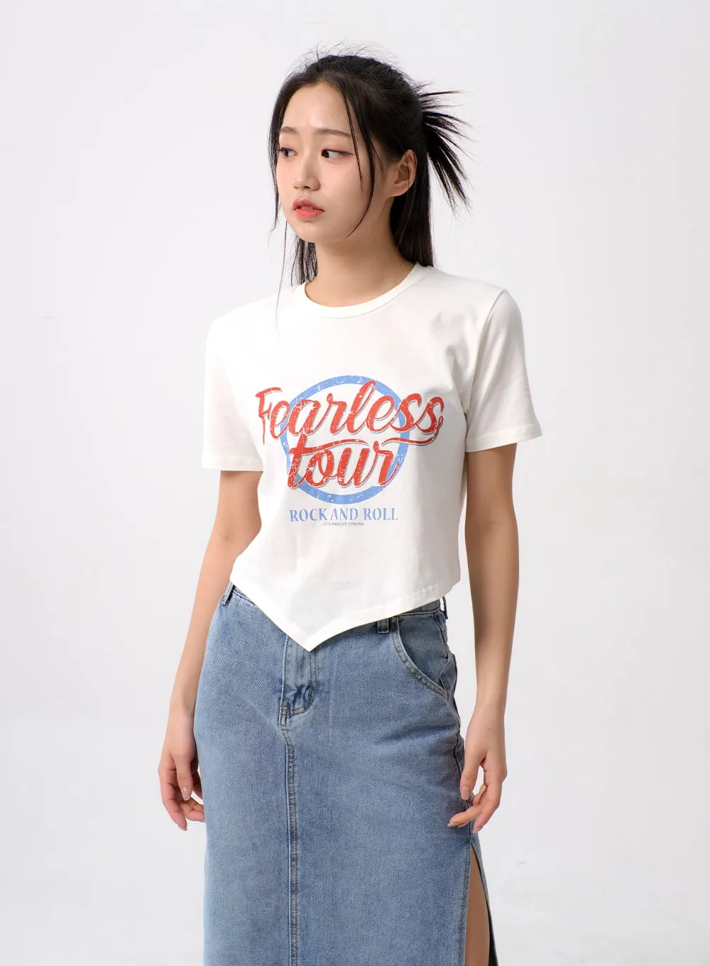 Unbalanced Cropped Tee BM308