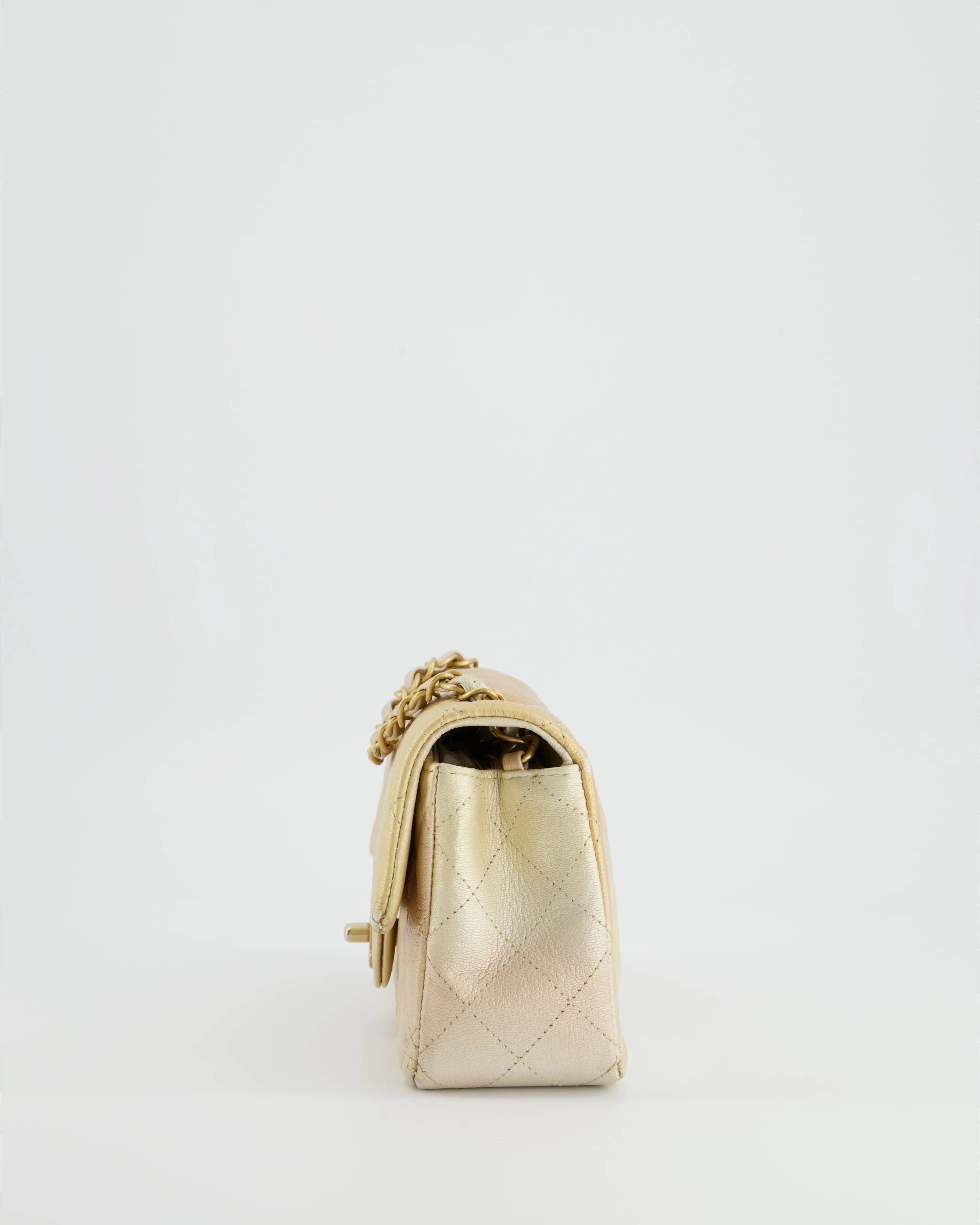 *UNICORN* Chanel Metallic Gold Ombre Mini Rectangular in Aged Calfskin with Brushed Gold Hardware