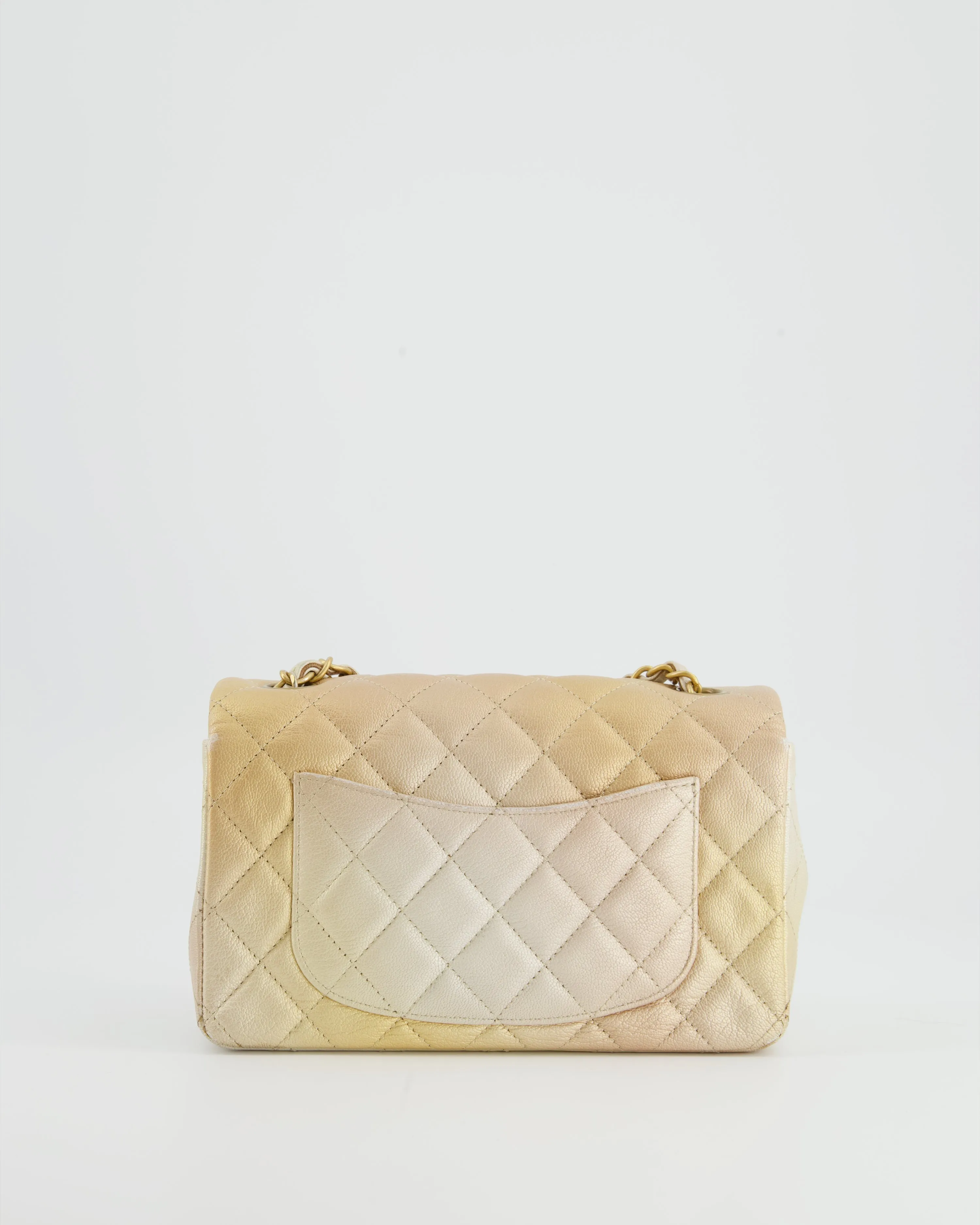 *UNICORN* Chanel Metallic Gold Ombre Mini Rectangular in Aged Calfskin with Brushed Gold Hardware