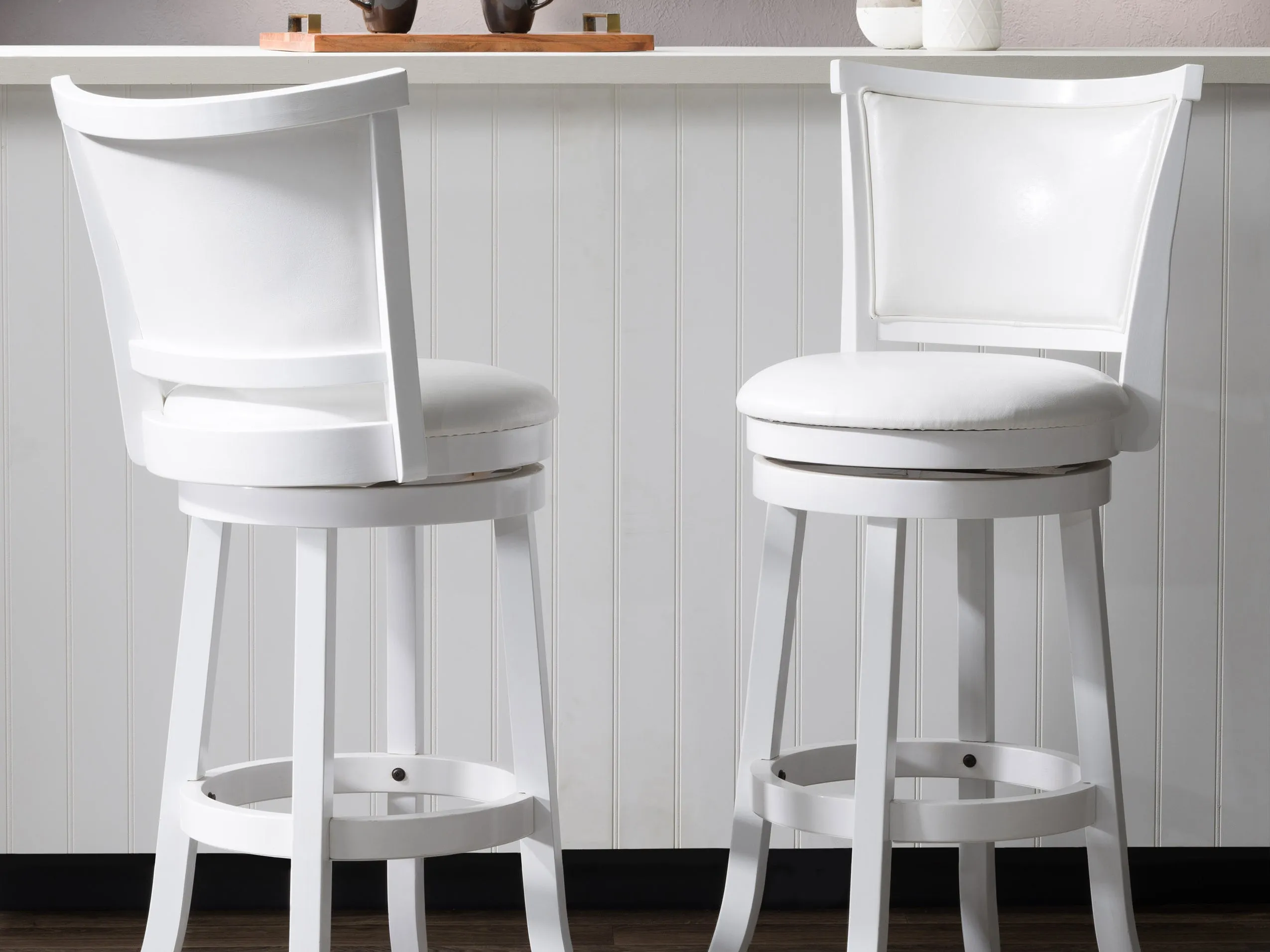 White Bar Height Bar Stools, Set of 2