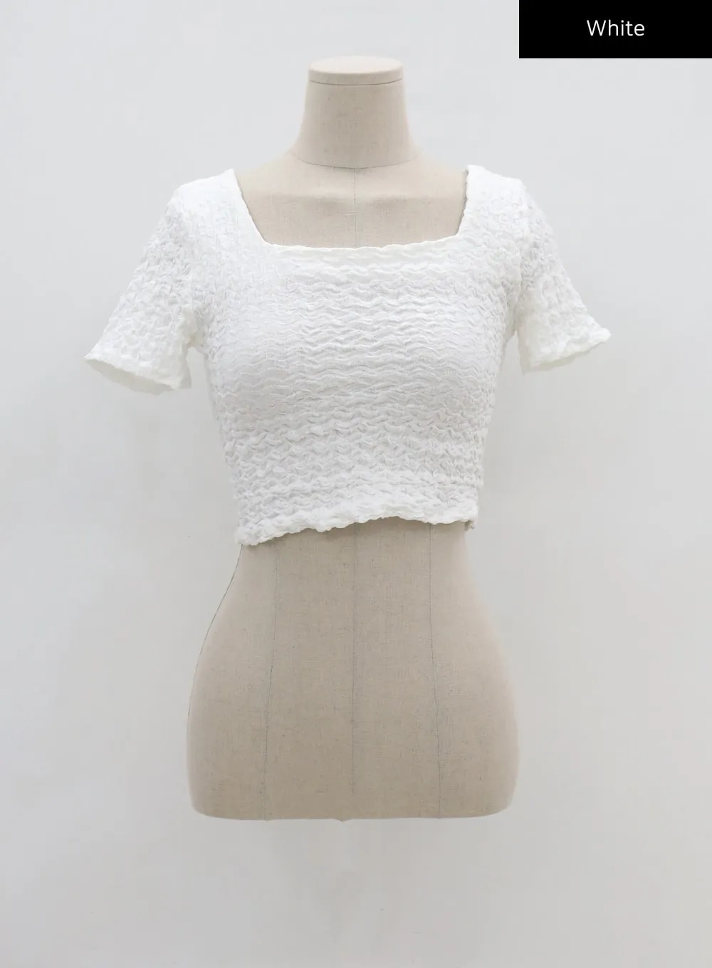 Wrinkled Square Neck Crop Top CU6