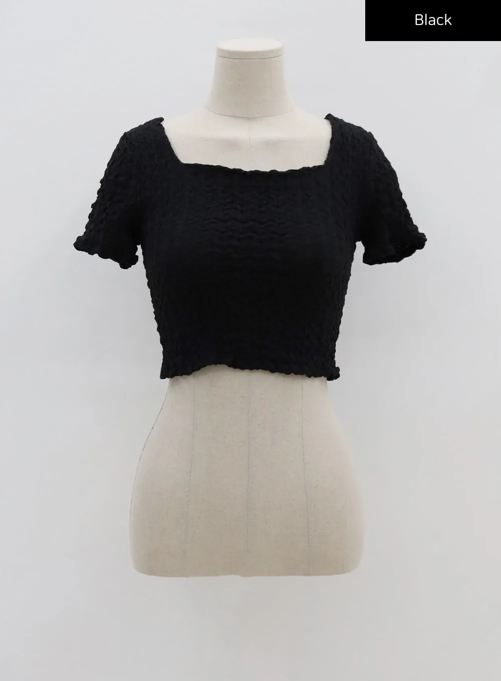 Wrinkled Square Neck Crop Top CU6