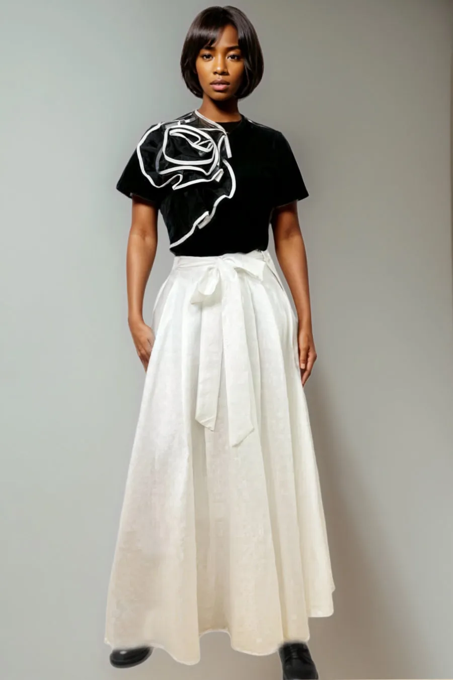 X7612 SKIRT (BLK, WHT)