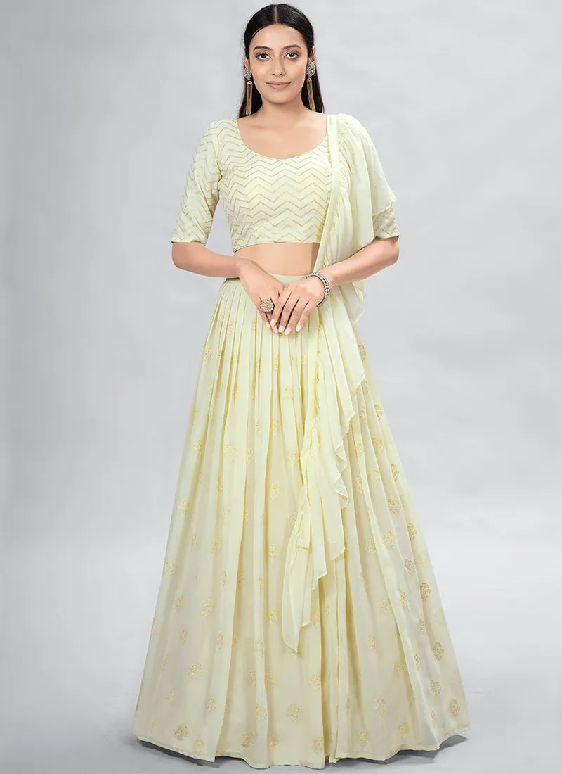 Yellow Sequence Embroidery Wedding Lehenga Choli