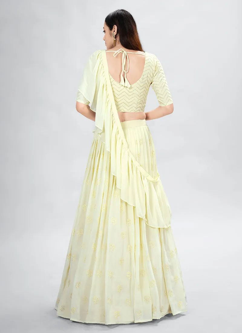 Yellow Sequence Embroidery Wedding Lehenga Choli